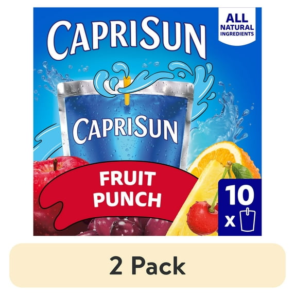 (2 pack) Capri Sun Fruit Punch Flavored with other natural flavor Juice Drink Blend, 10 ct Box, 6 fl oz Pouches
