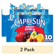 (2 pack) Capri Sun Fruit Punch Juice Box Pouches, 10 Ct Box, 6 fl oz Pouches, Liquids