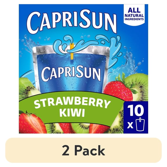 (2 pack) Capri Sun Strawberry Kiwi Flavored with other natural flavor Juice Drink Blend, 10 ct Box, 6 fl oz Pouches