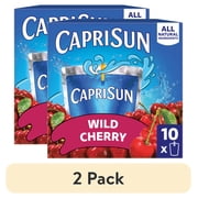 (2 pack) Capri Sun Flavored with Other Natural Flavor Juice Drink Blend, 10 Pouches, for School Lunches and On-the-Go Hydration, Wild Cherry, All Natural Ingredients, 6 fl oz