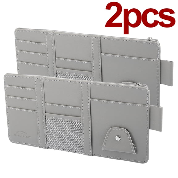 2 pack Car Auto Sun Visor Organizer Storage Pocket Pouch Case Bag for Pen CD Card Document - Grey