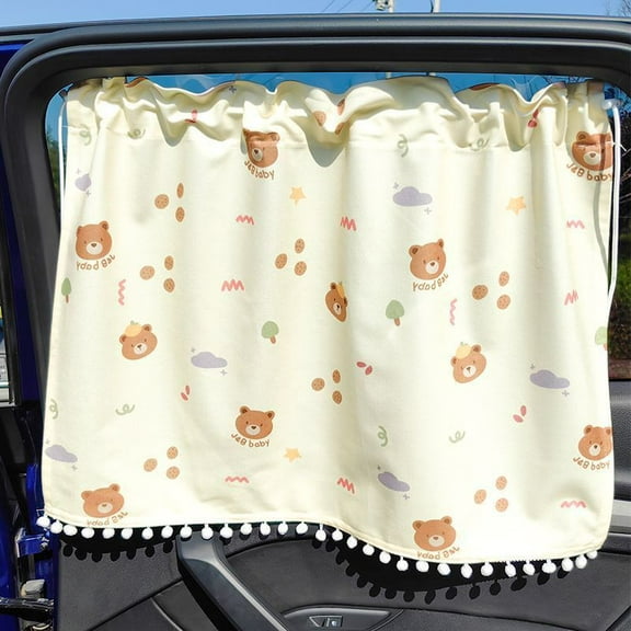 2 pack Car Side Window Shades  Machine Washable Car Window Covers  Durable String  Natural Fabrics Side Window Sun Shade  Easy Installation (bear)