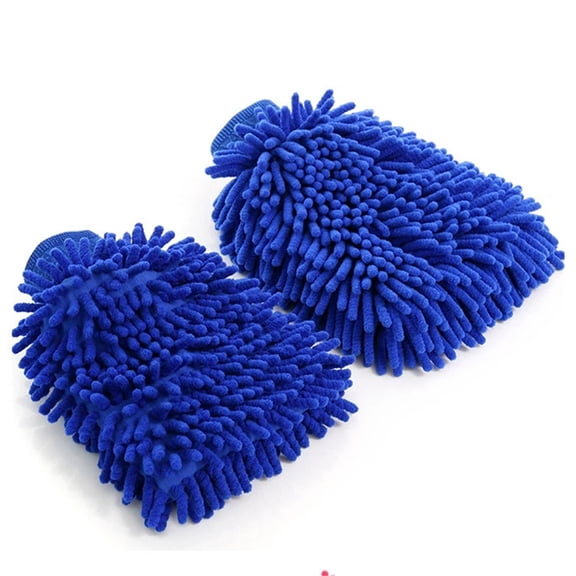 2 pack Car Wash glove, for Auto Detailing, Safe on Paint, Glass, Chrome for Cars, Trucks, SUVs, RV & Motorcycle (Blue)