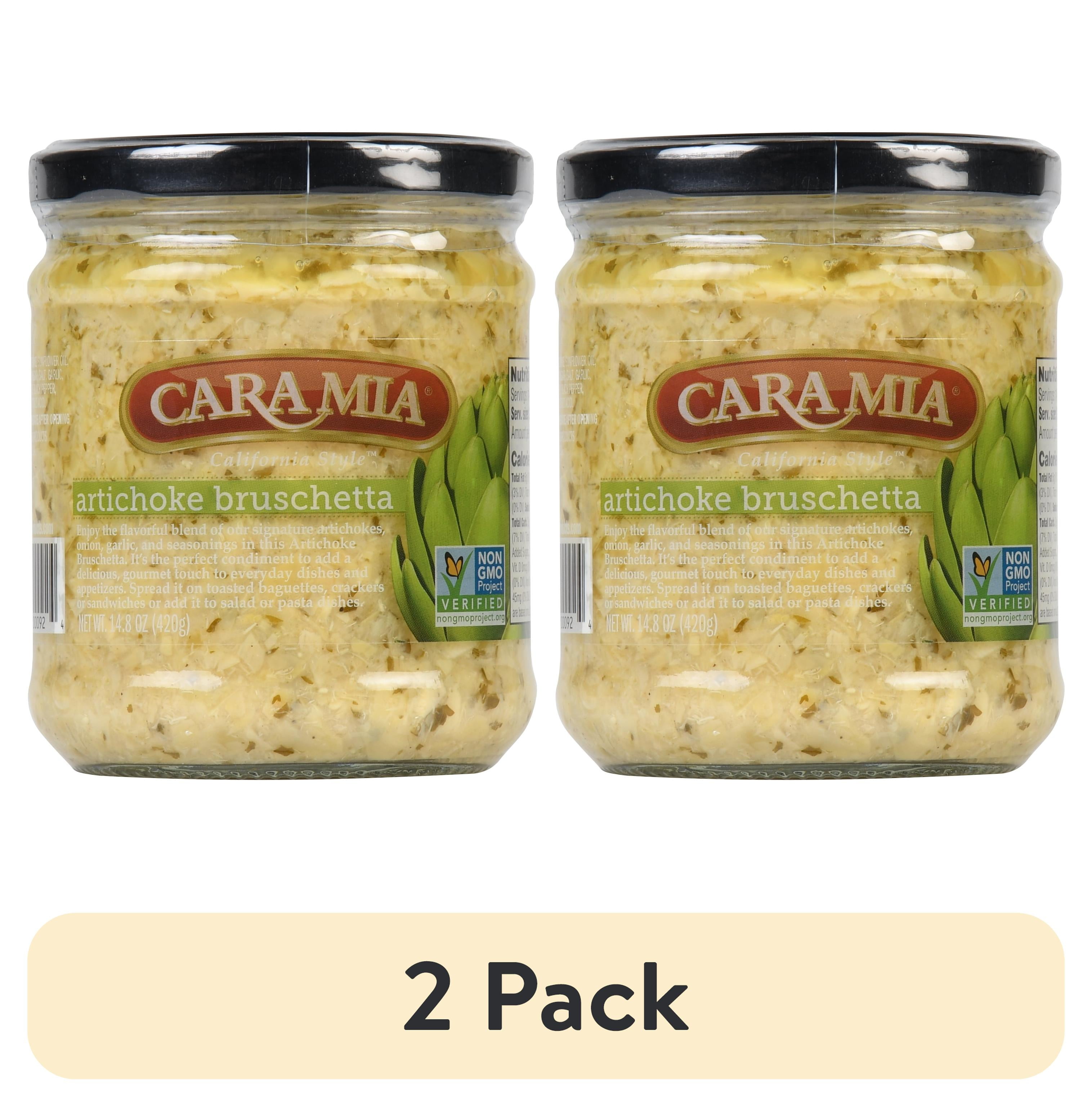 (2 pack) Cara Mia Shelf-Stable Artichoke Bruschetta in Glass Jar, 14.8 oz, Dairy-Free