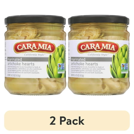 (2 pack) Cara Mia Marinated Artichokes in Oil and Spices, 14.75 oz Glass Jar