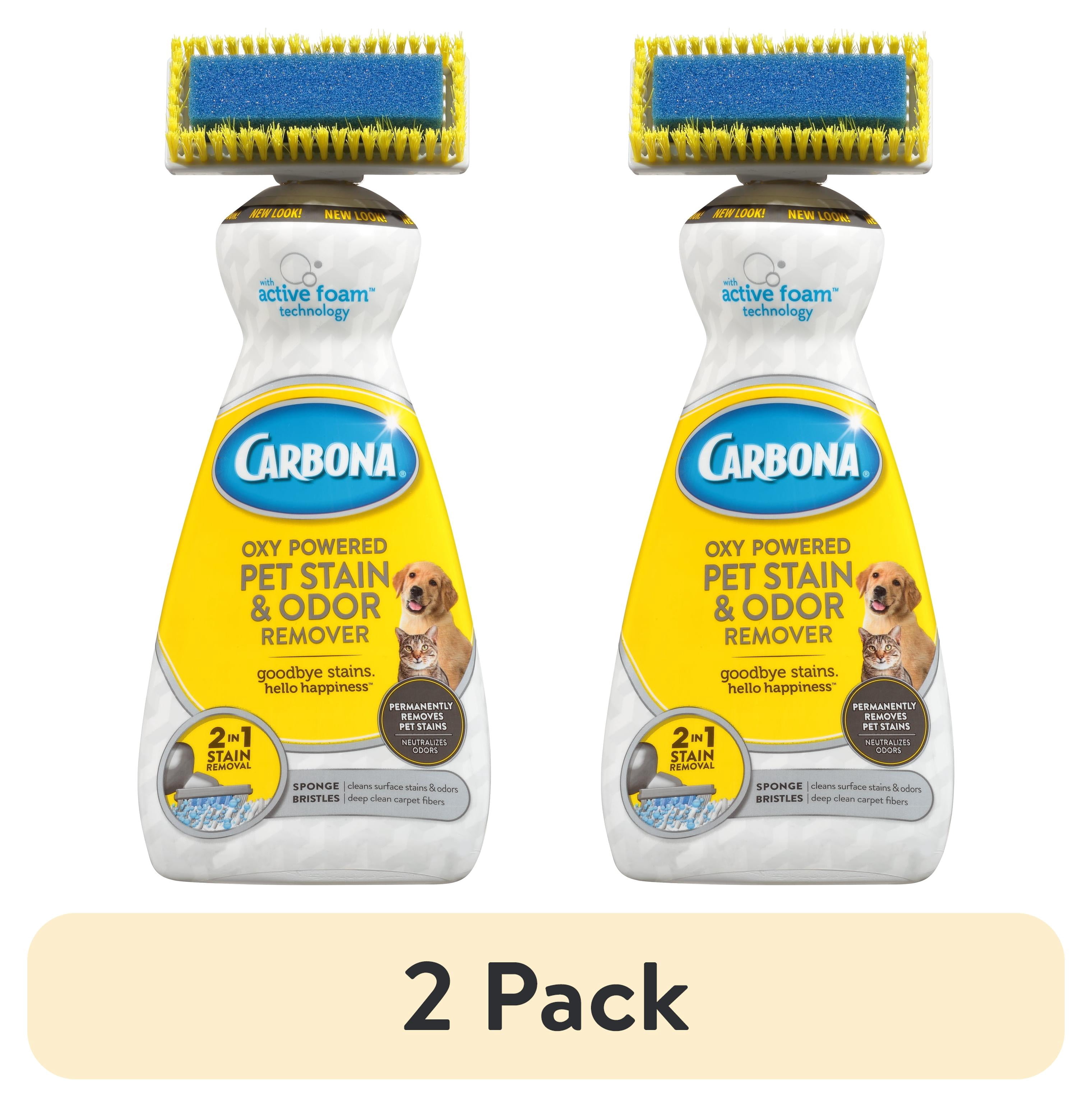 (2 pack) Carbona 2-in-1 Oxy-Powered Pet Carpet Cleaner & Odor Remover, Dual Brush Sponge, 22 Fl Oz
