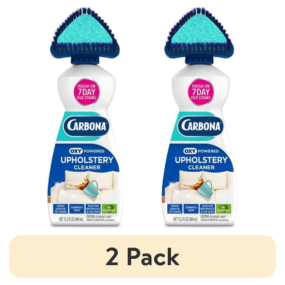 (2 pack) Carbona Oxy-Powered Upholstery Cleaner, Stain Remover with Brush & Sponge, 13.5 fl oz