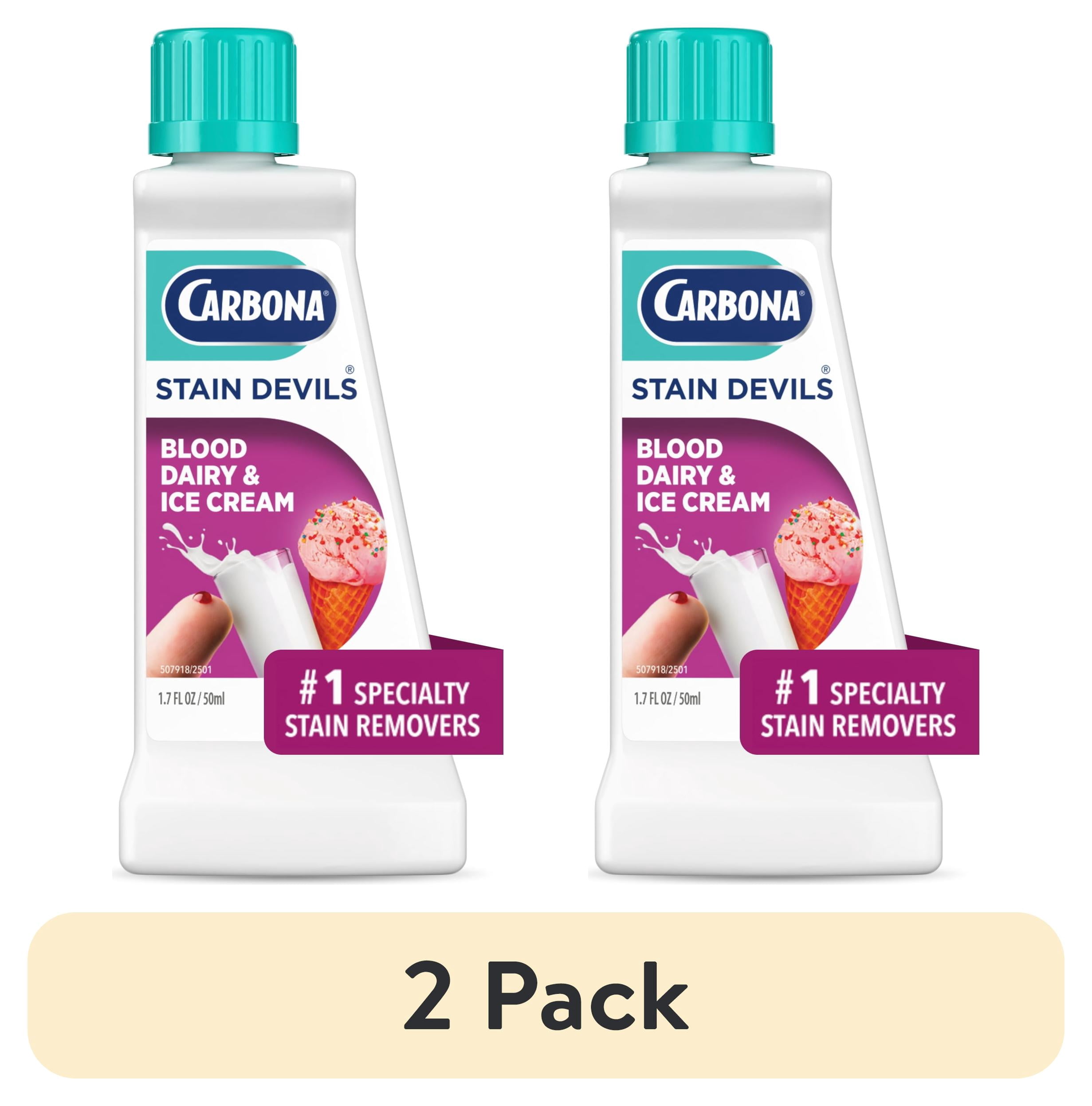 (2 pack) Carbona Stain Devils® #4 | Blood, Dairy & Ice Cream | Professional Strength Laundry Stain Remover | Multi-Fabric Cleaner | Safe On Skin & Washable Fabrics | 1.7 Fl Oz, 1 Pack