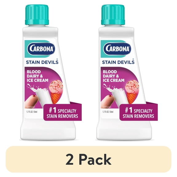 (2 pack) Carbona Stain Devils #4 | Blood, Dairy & Ice Cream | Professional Strength Laundry Stain Remover | Multi-Fabric Cleaner | Safe On Skin & Washable Fabrics | 1.7 Fl Oz, 1 Pack