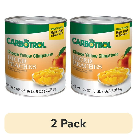 (2 pack) Carbotrol | U.S. Grade Choice Diced Peaches Value Pack | 105 Ounce Density Pack Can | Case of 6