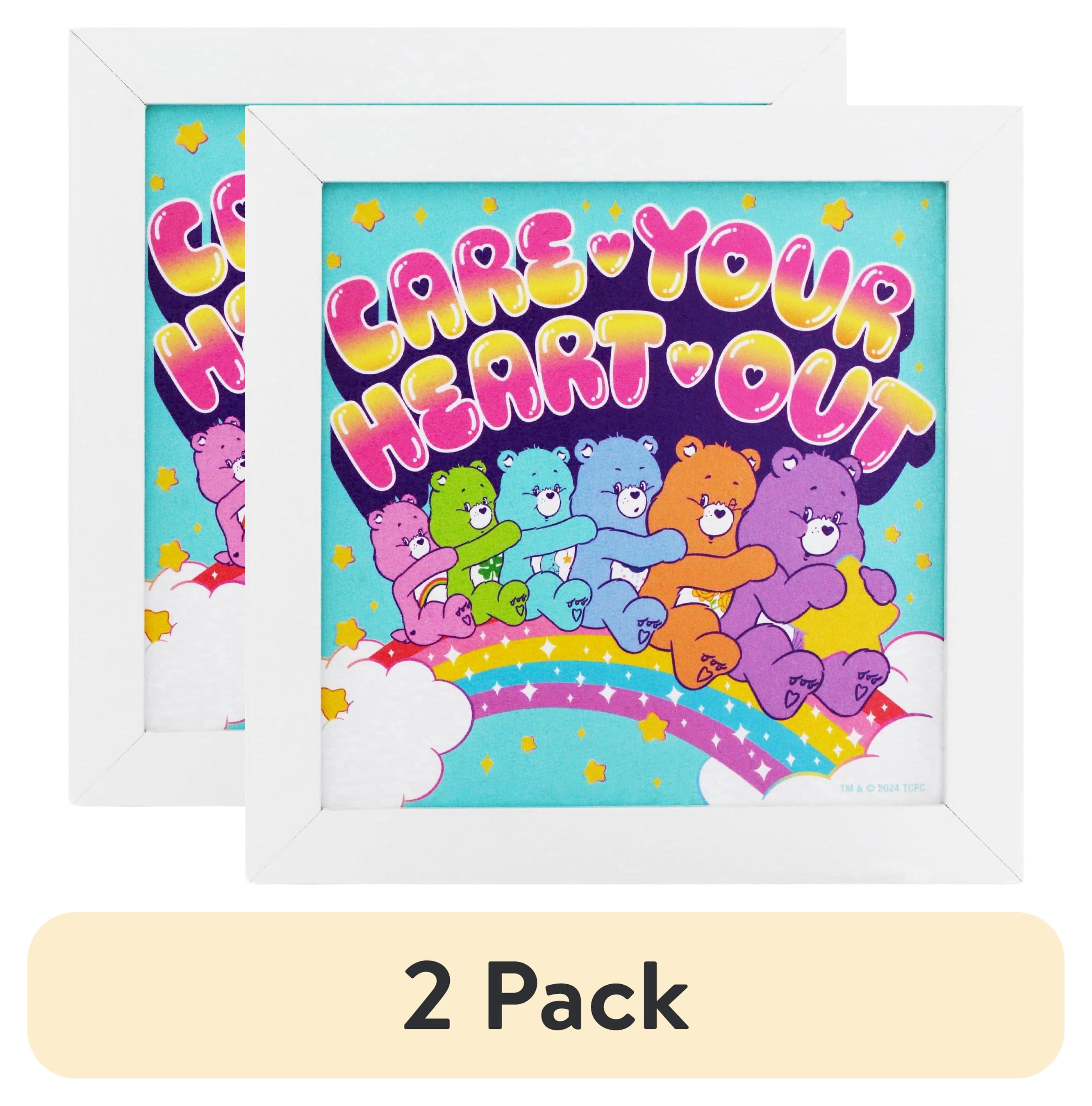 (2 pack) Silver Buffalo Care Bears Gel Coat 6"x6" Framed MDF Modern Wall Art