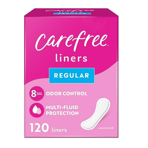 (2 pack) Carefree Acti-Fresh Panty Liners, Soft and Flexible Feminine Care Protection, Regular, 120 Count