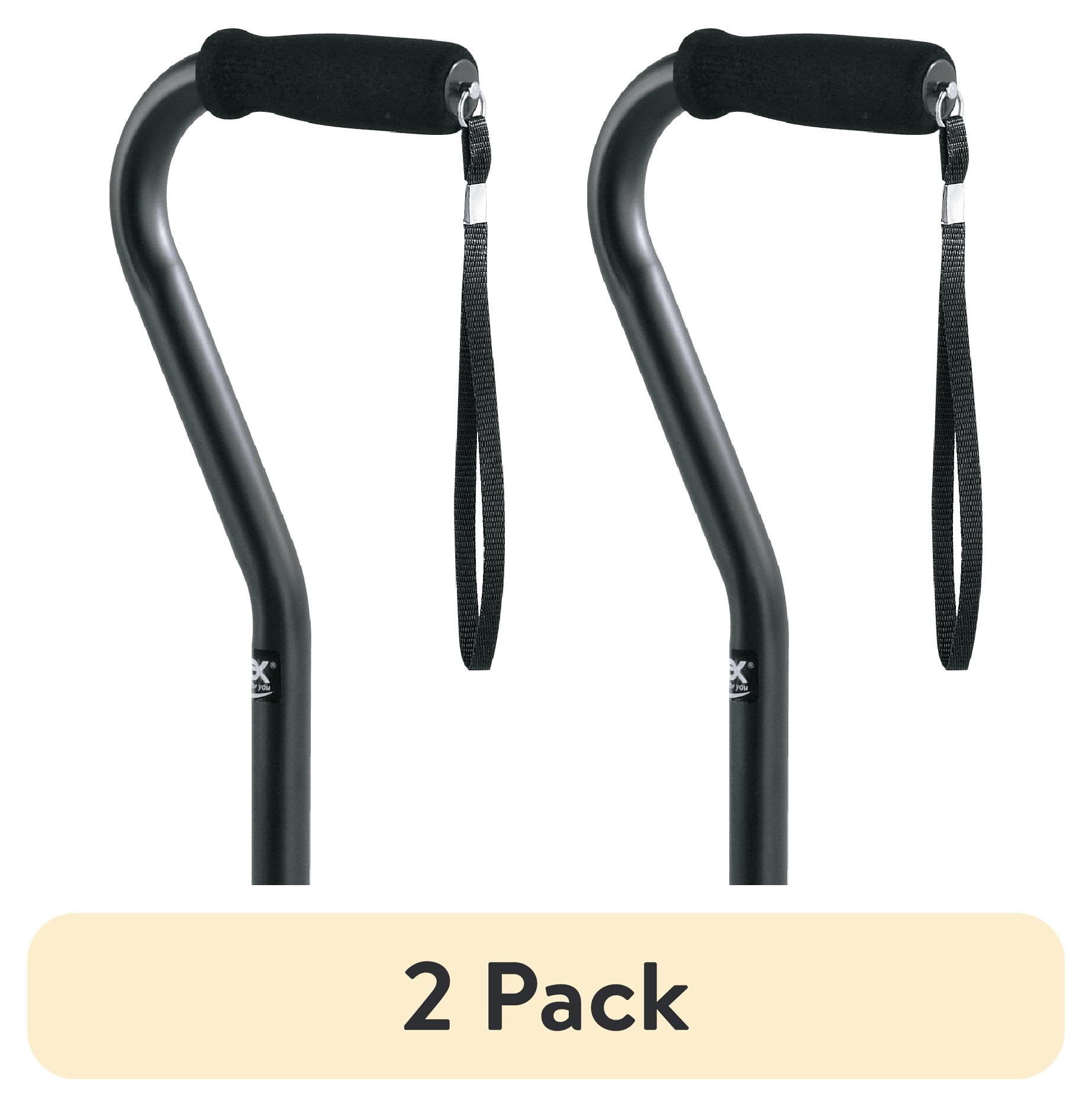 (2 pack) Carex Adjustable Walking Cane with Cushioned Offset Handle and Wrist Strap, Aluminum, Black, 29"-38"