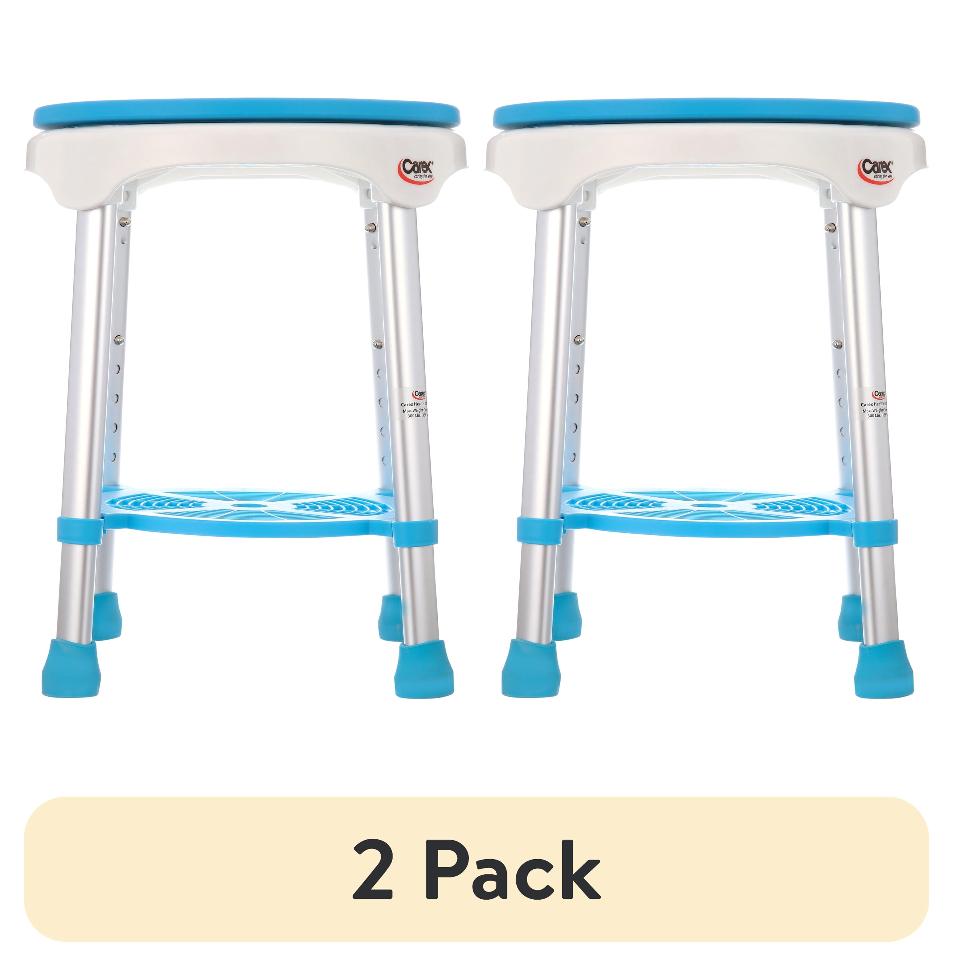 (2 pack) Carex Health Brands Blue/White Bath/Shower Seat Aluminum 20.75 in. H X 13.5 in. L