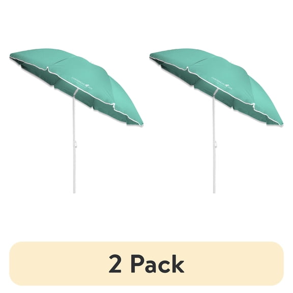 (2 pack) Caribbean Joe 6ft Beach Umbrella with UV Protection and Matching Case