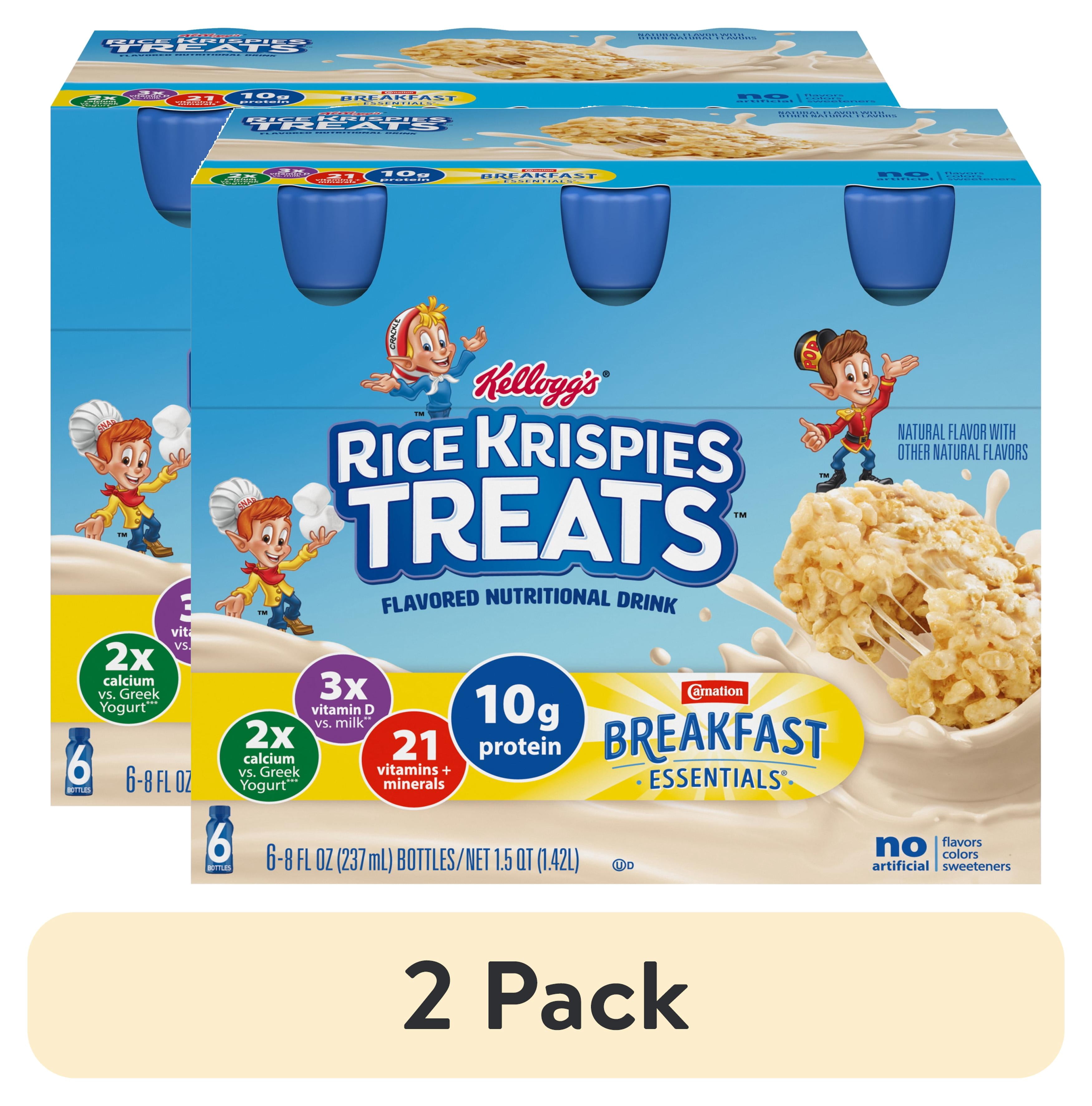(2 pack) Carnation Breakfast Essentials® Kellogg’s® Rice Krispies Treats™ Flavored Nutritional Drink, 10 g Protein, 6 - 8 fl oz Bottles