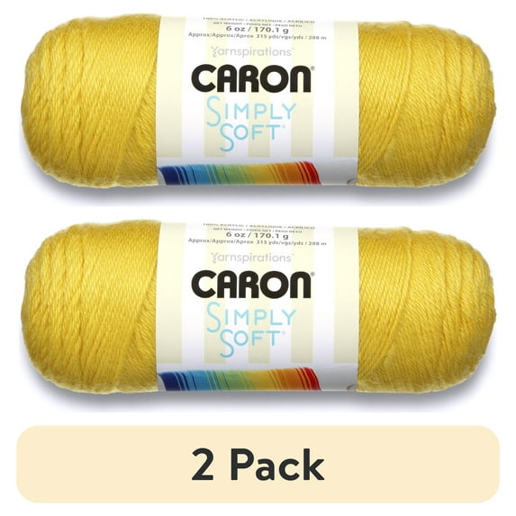 (2 pack) Caron® Simply Soft™ #4 Worsted (Medium) Acrylic Yarn, Lemonade 6oz/170.1g 315 Yards