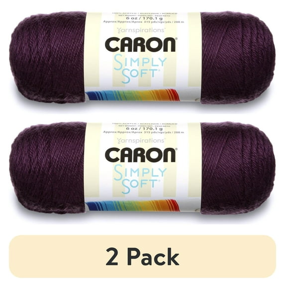(2 pack) Caron Simply Soft 4 Medium Acrylic Yarn, Plum Perfect 6oz/170g, 315 Yards