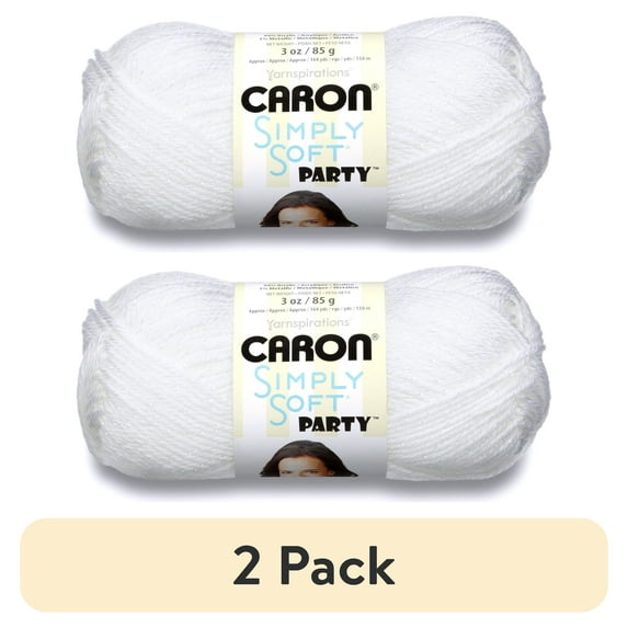 (2 pack) Caron Simply Soft Party 4 Medium Acrylic Yarn, Snow Sparkle 3oz/85g, 164 Yards