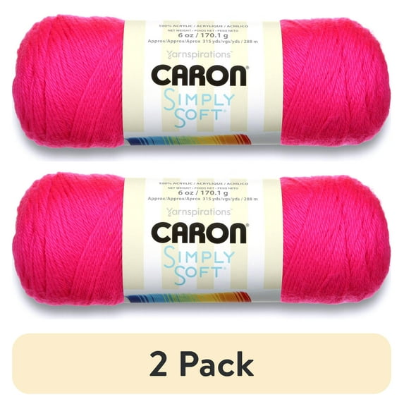 (2 pack) Caron® Simply Soft™ #4 Worsted (Medium) Acrylic Yarn, Neon Pink 6oz/170.1g 315 Yards