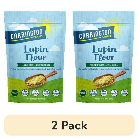 (2 pack) Carrington Farms Lupin Flour Gluten-Free, 16oz All-Purpose Flours