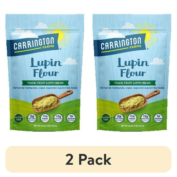 (2 pack) Carrington Farms Lupin Flour Gluten-Free, 16oz All-Purpose Flours