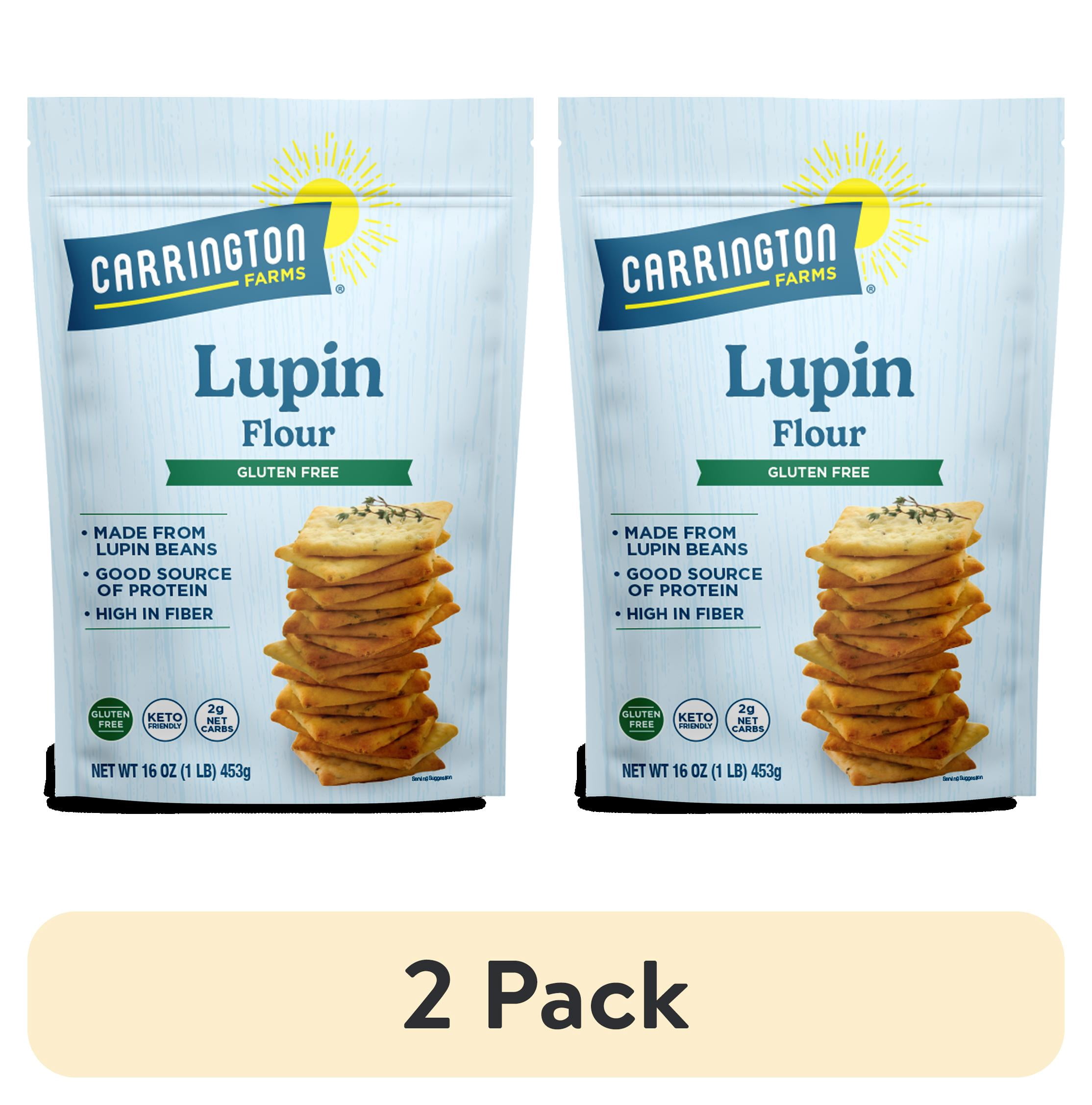 (2 pack) Carrington Farms Lupin Flour Gluten-Free, 16oz All-Purpose Flours