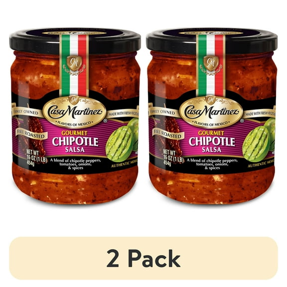 (2 pack) Casa Martinez Medium Fire Roasted Chipotle Salsa, 16 oz