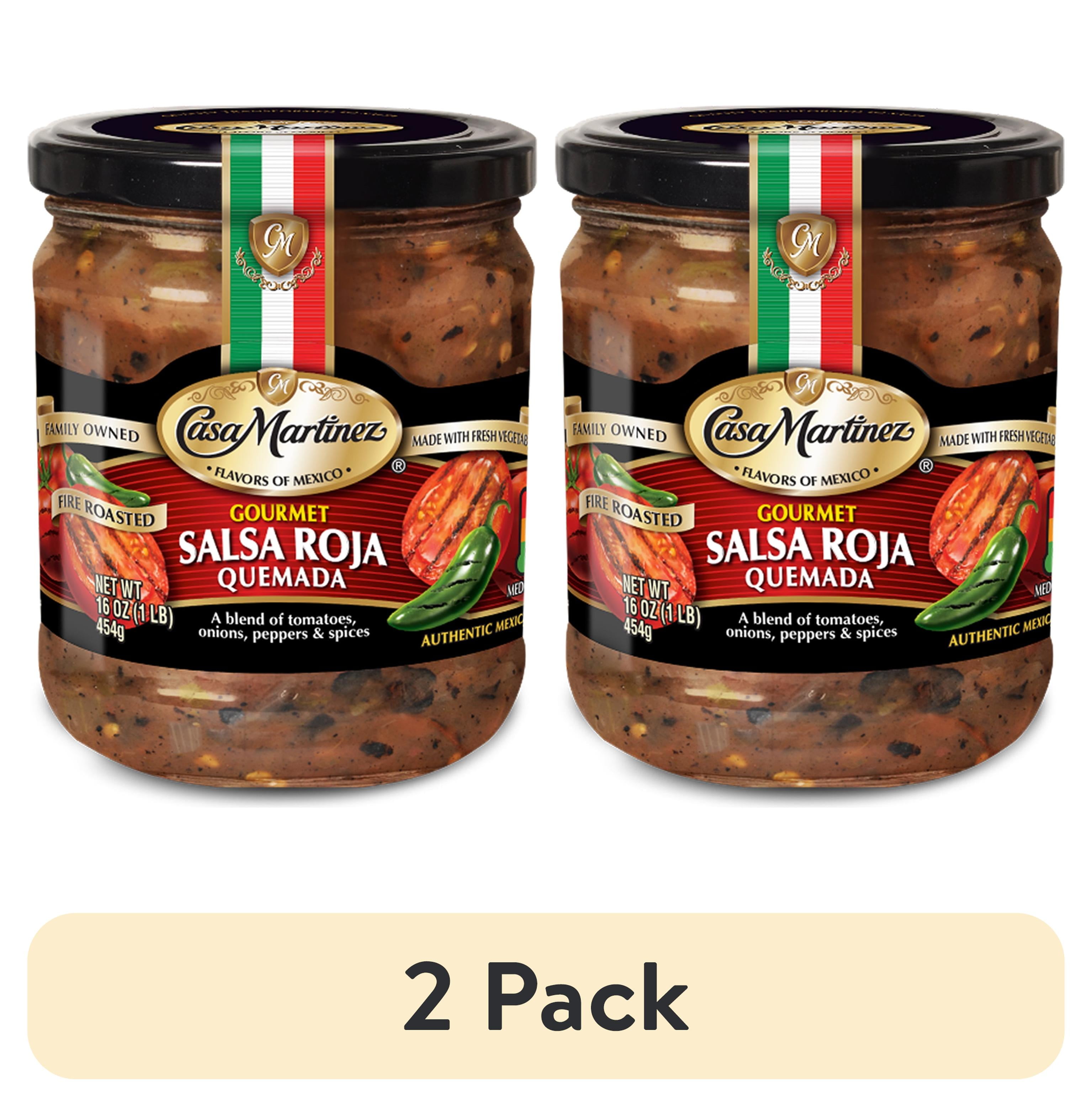 (2 pack) Casa Martinez Medium Fire Roasted Roja Quemada Salsa, 16 oz