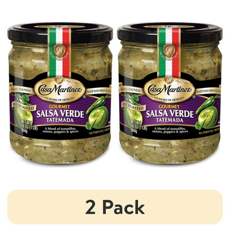 (2 pack) Casa Martinez Medium Fire Roasted Tatemada Salsa Verde, 16 oz