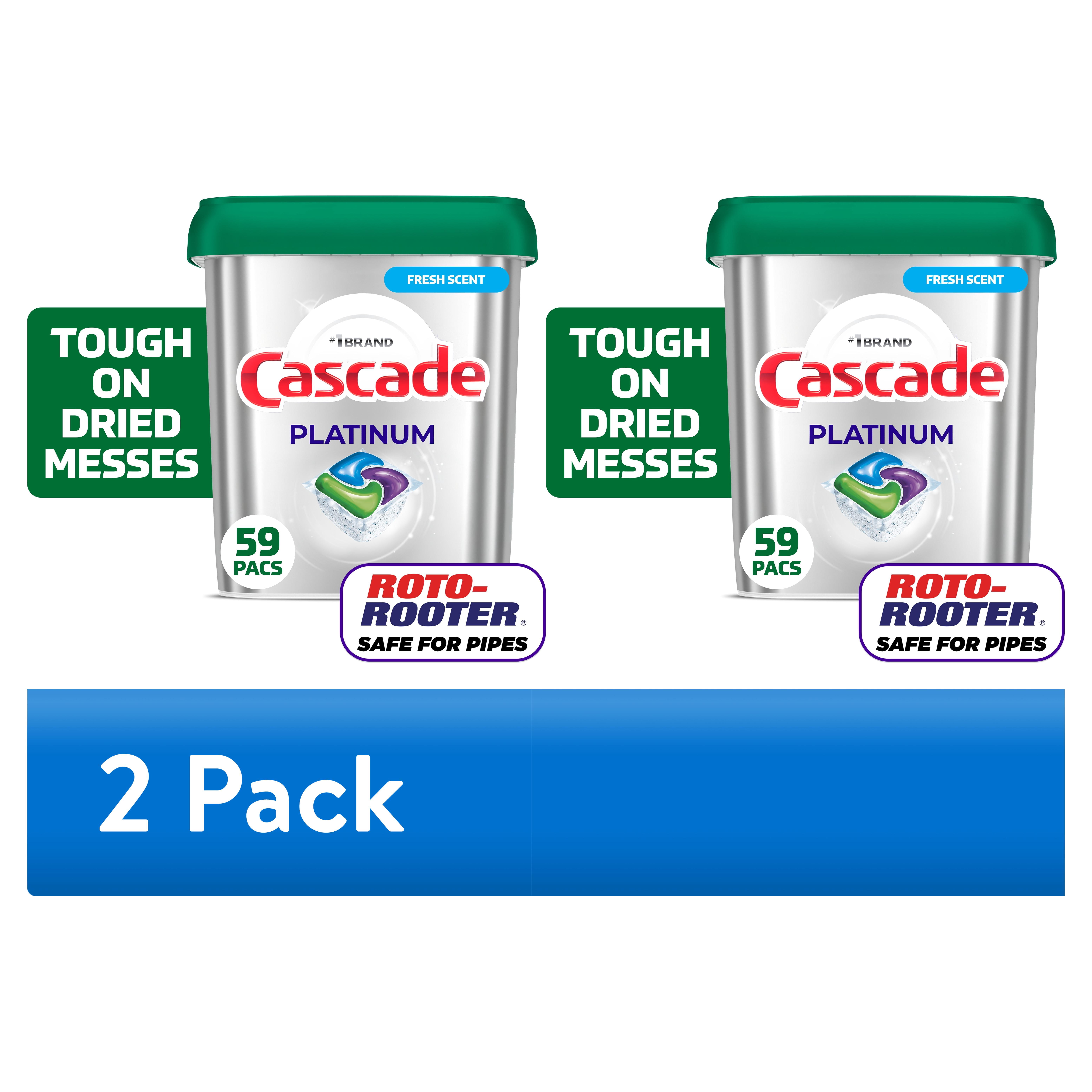 (2 pack) Cascade Platinum Dishwasher Pods, Dishwasher Detergent Soap Tabs, Fresh, 59 Count