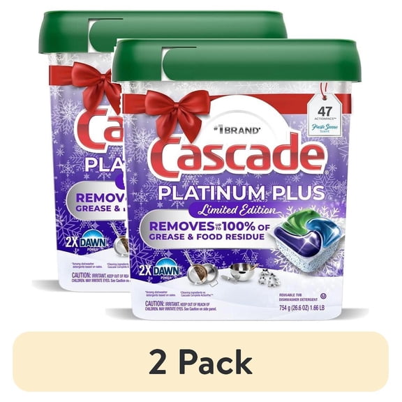 (2 pack) Cascade Platinum Plus Dishwasher Pods, Dishwasher Detergent Soap Tabs, Fresh, 47 Count