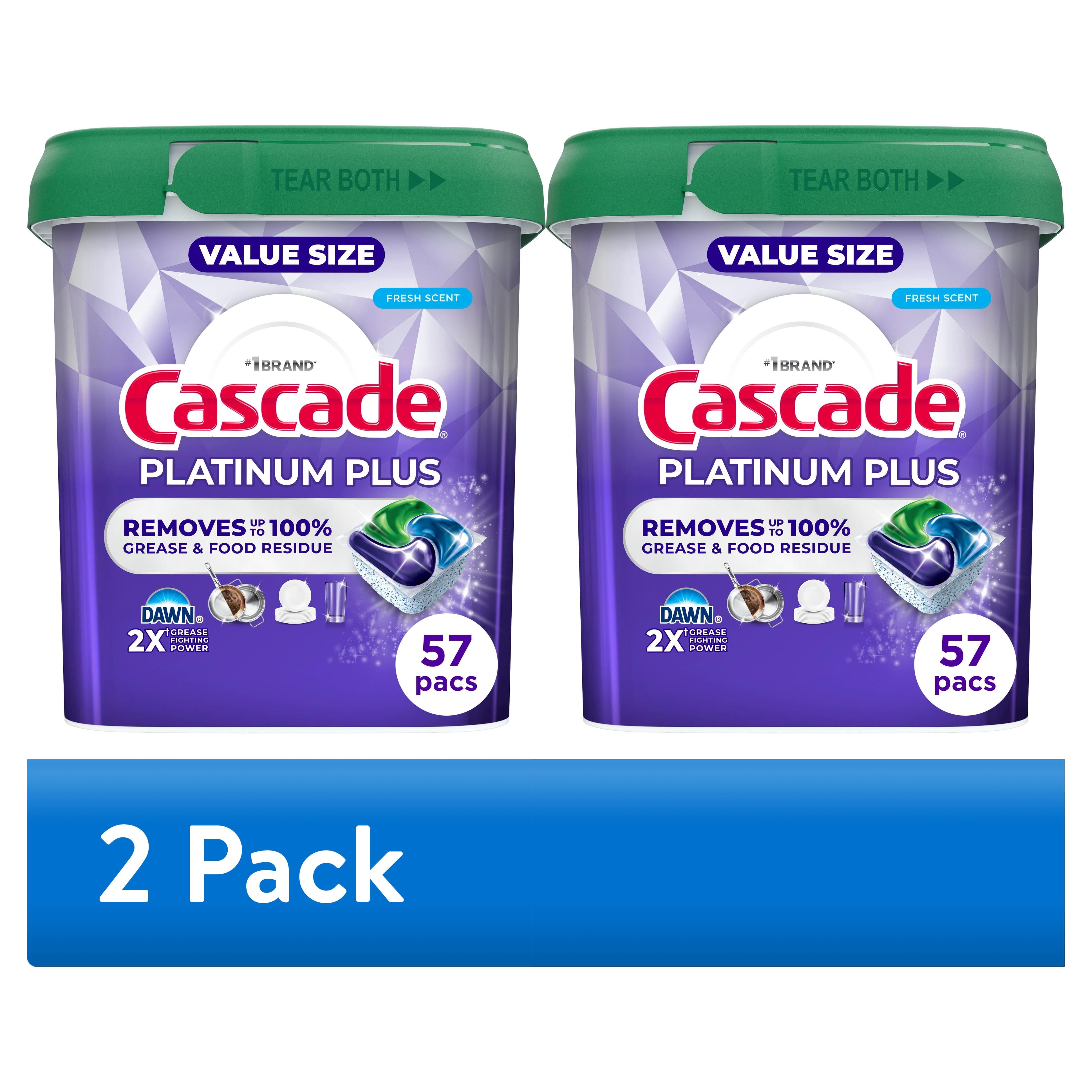 (2 pack) Cascade Platinum Plus, Dishwasher Pods, Fresh, 57 Count