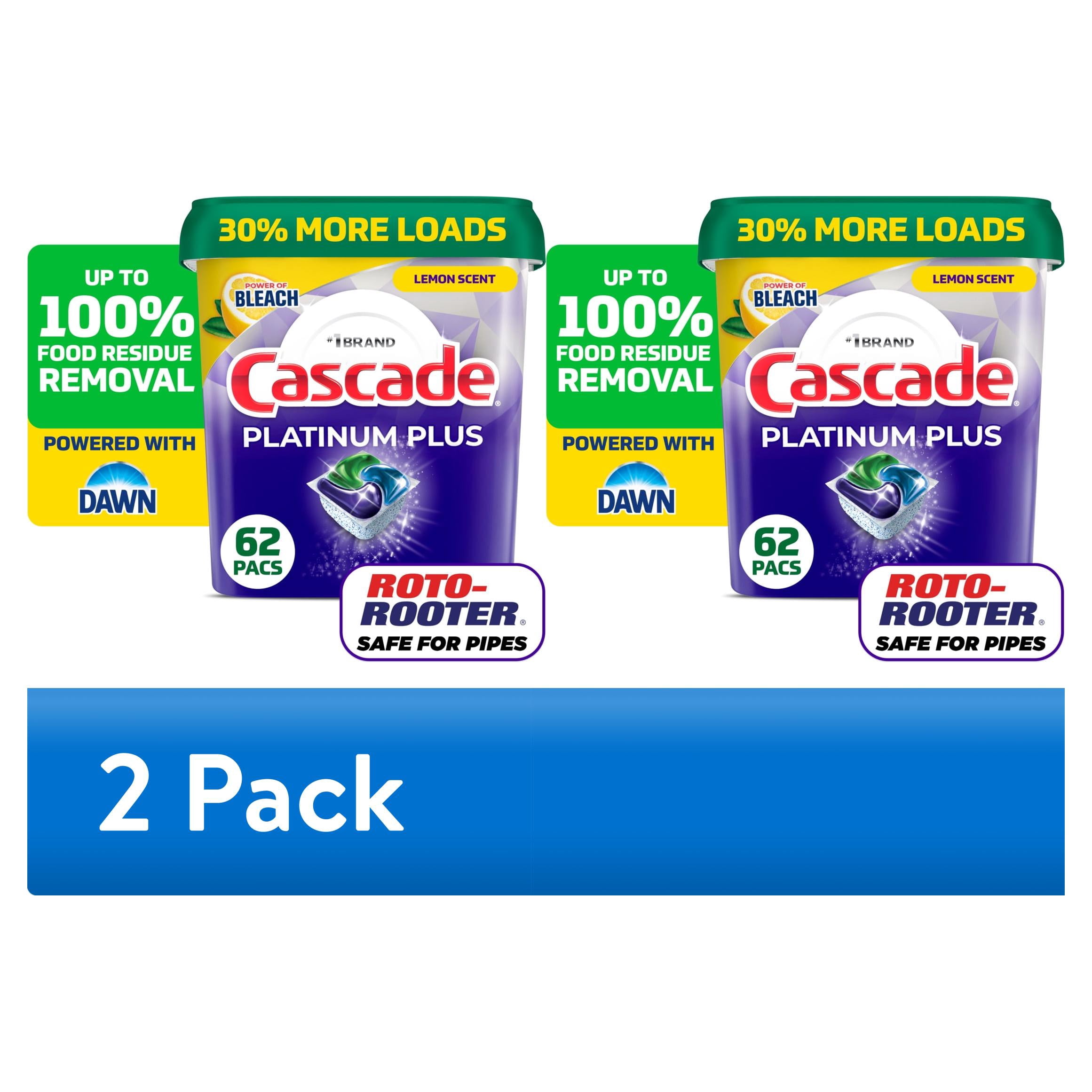 (2 pack) Cascade Platinum Plus Dishwasher Pods, Lemon, 62 Count
