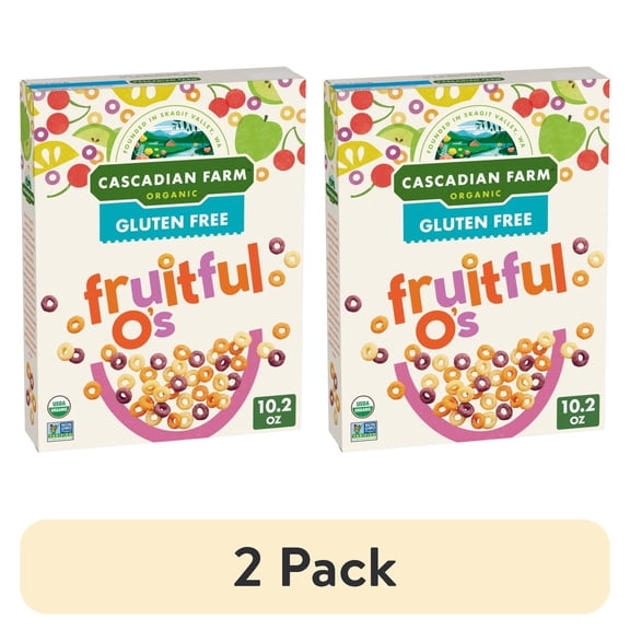 (2 pack) Cascadian Farm Organic Fruitful O's Cereal, Gluten Free, 10.2 oz