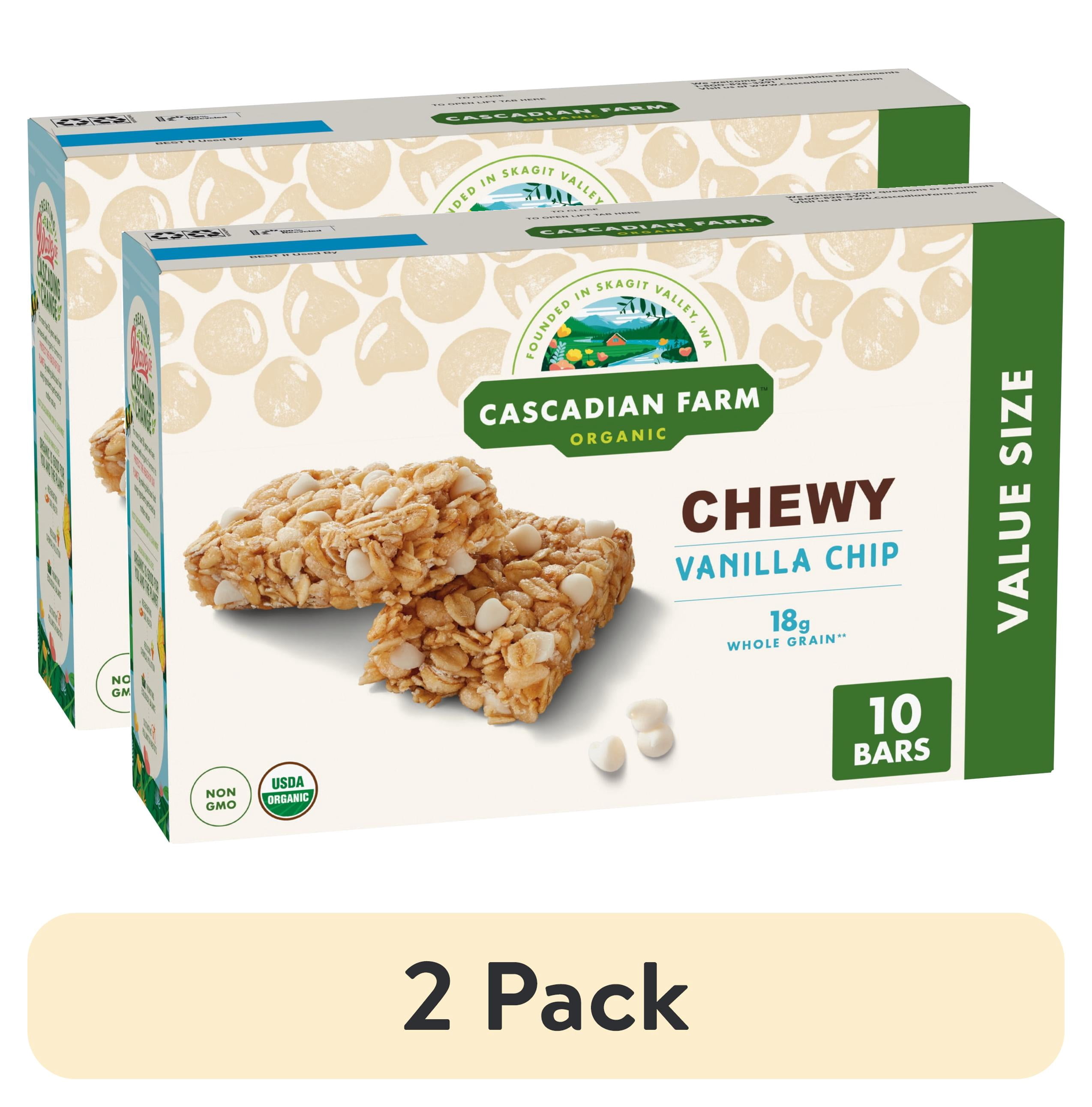 (2 pack) Cascadian Farm Organic Vanilla Chip Chewy Granola Bars, Value Size, 10 Bars, 12.3 oz.