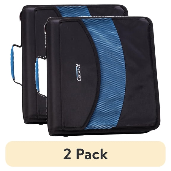 (2 pack) Case-it The Dual, Two 1.5 inch D-Ring Zip Binder, Dual-121-a, Sky Blue, New Condition, Each