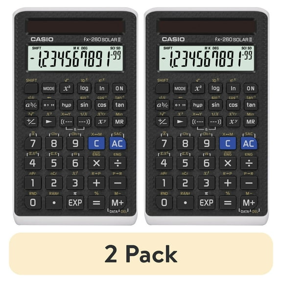 (2 pack) Casio FX- 260 Solar II Scientific Calculator for Elementary to High School, Black
