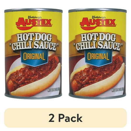 (2 pack) Castleberry’s Austex Hot Dog Chili Sauce Original, 10 oz Can – Classic Chili Dog Topping for Quick Meals