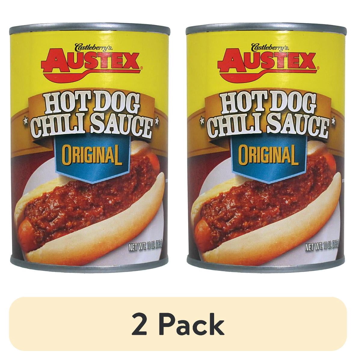 (2 pack) Castleberry’s Austex Hot Dog Chili Sauce Original, 10 oz Can – Classic Chili Dog Topping for Quick Meals