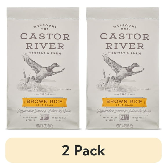 (2 pack) Castor River Long Grain Brown Rice, 16 oz