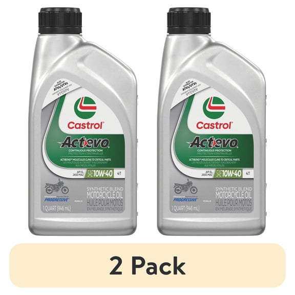 (2 pack) Castrol Actevo 4T 10W-40 Part Synthetic Motorcycle Oil, 1 Quart