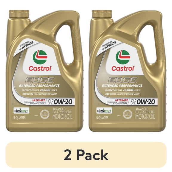 (2 pack) Castrol EDGE Extended Performance 0W-20 Advanced Full Synthetic Motor Oil, 5 Quarts