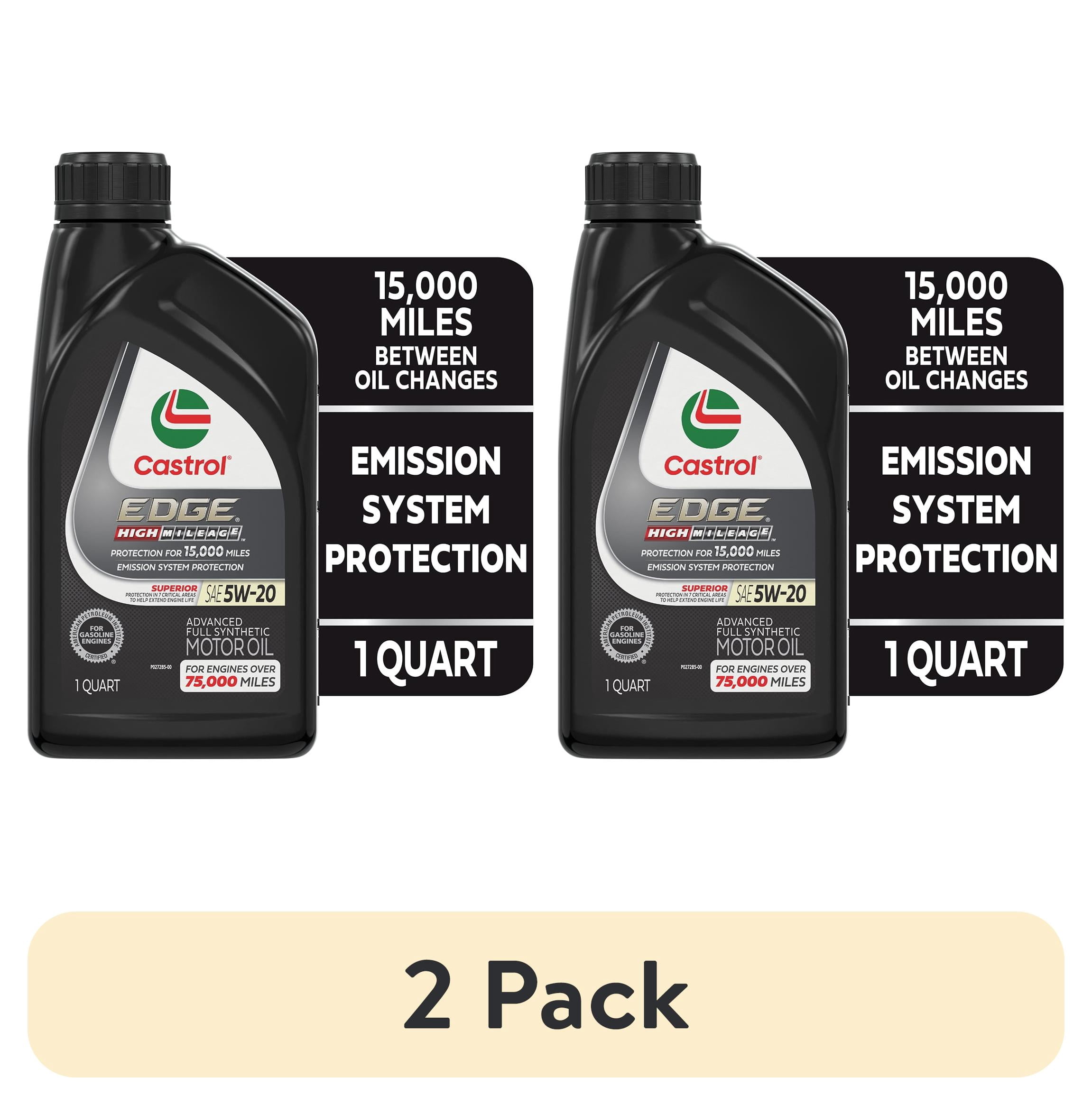 (2 pack) Castrol EDGE High Mileage 5W-20 Advanced Full Synthetic Motor Oil, 1 Quart