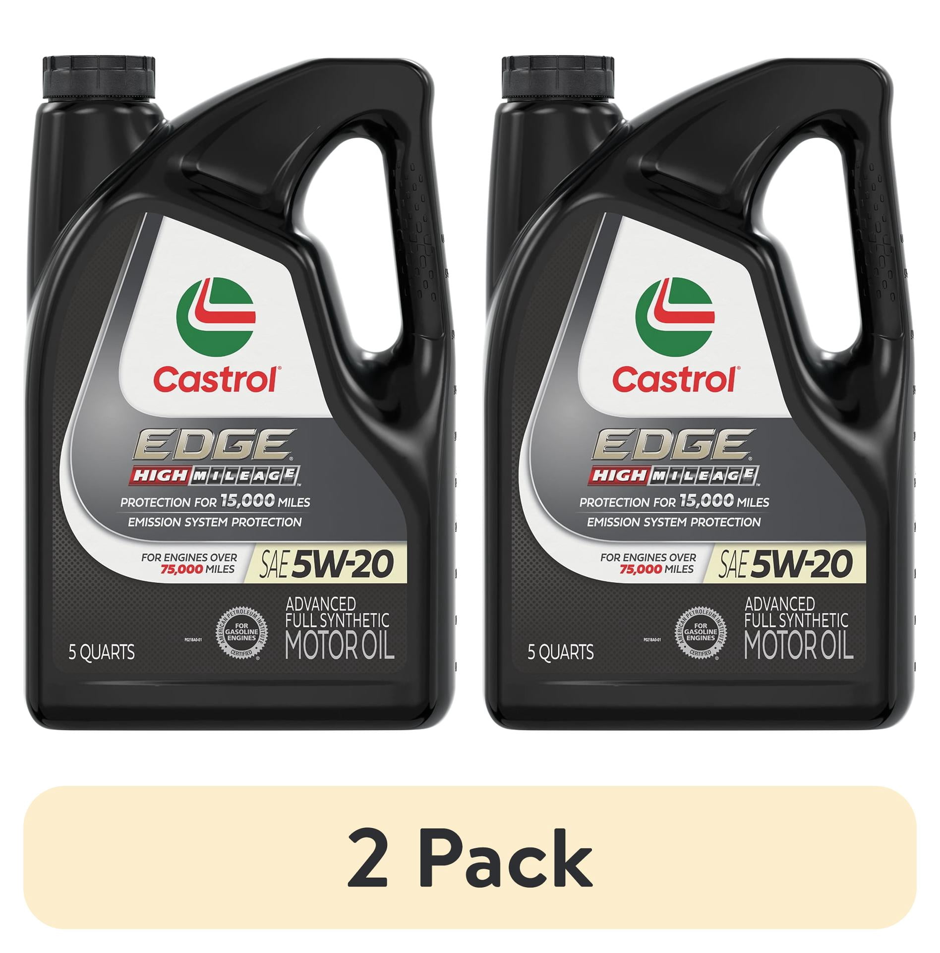(2 pack) Castrol EDGE High Mileage 5W-20 Advanced Full Synthetic Motor Oil, 5 Quarts