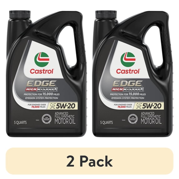 (2 pack) Castrol EDGE High Mileage 5W-20 Advanced Full Synthetic Motor Oil, 5 Quarts