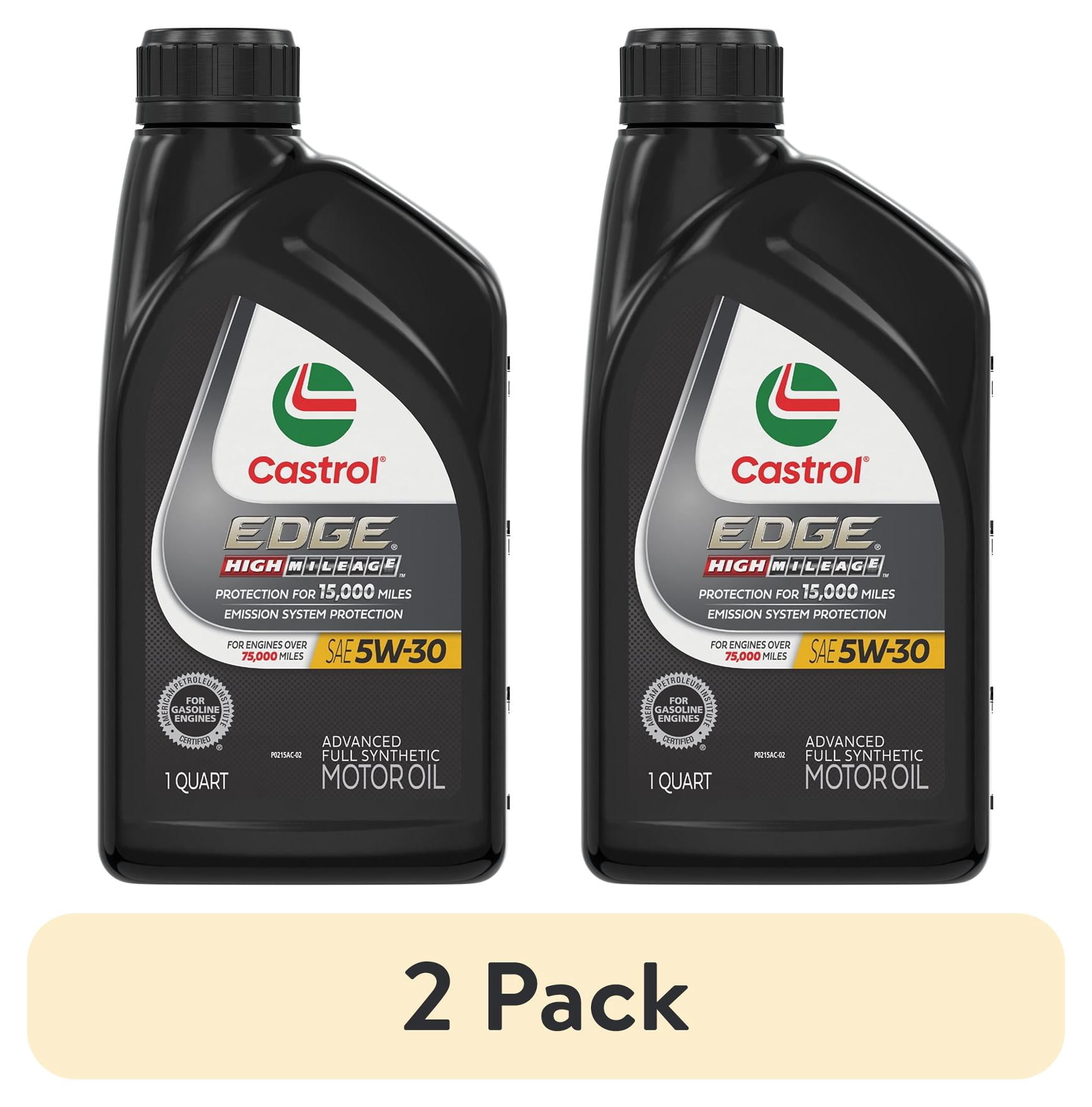 (2 pack) Castrol EDGE High Mileage 5W-30 Advanced Full Synthetic Motor Oil, 1 Quart