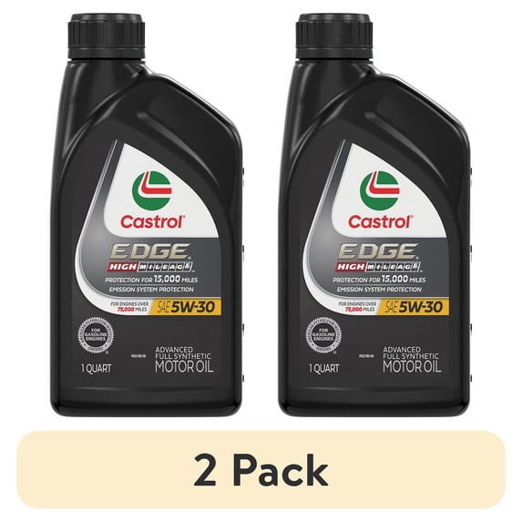 (2 pack) Castrol EDGE High Mileage 5W-30 Advanced Full Synthetic Motor Oil, 1 Quart
