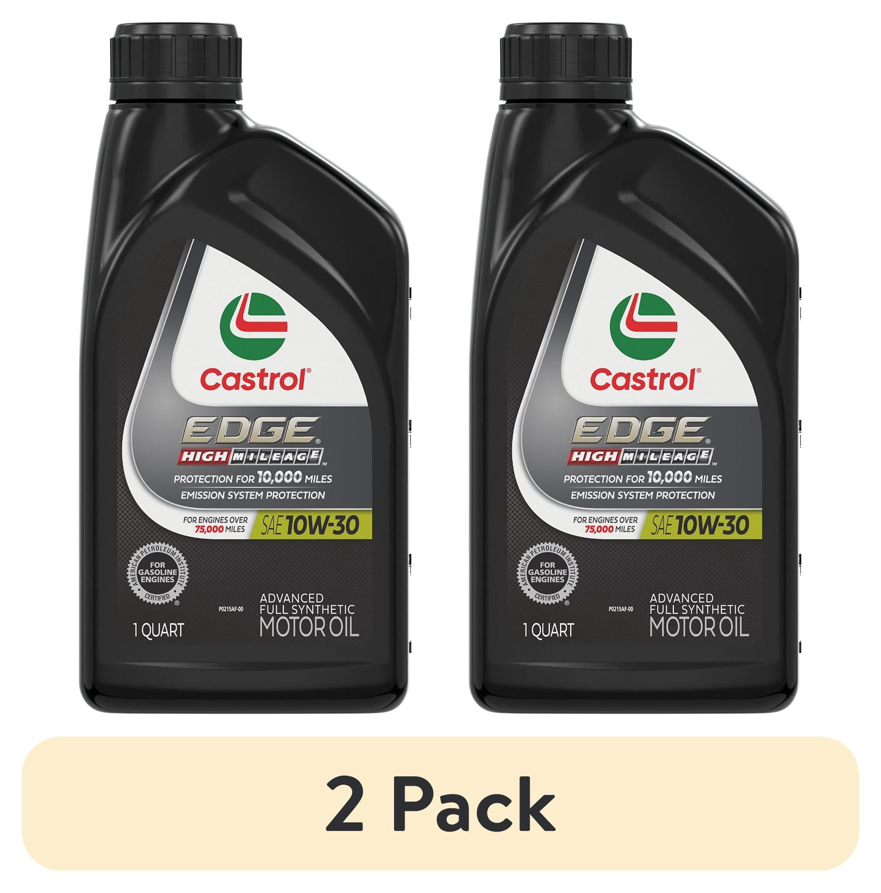 (2 pack) Castrol Edge High Mileage 10W-30 Advanced Full Synthetic Motor Oil, 1 Quart RFID