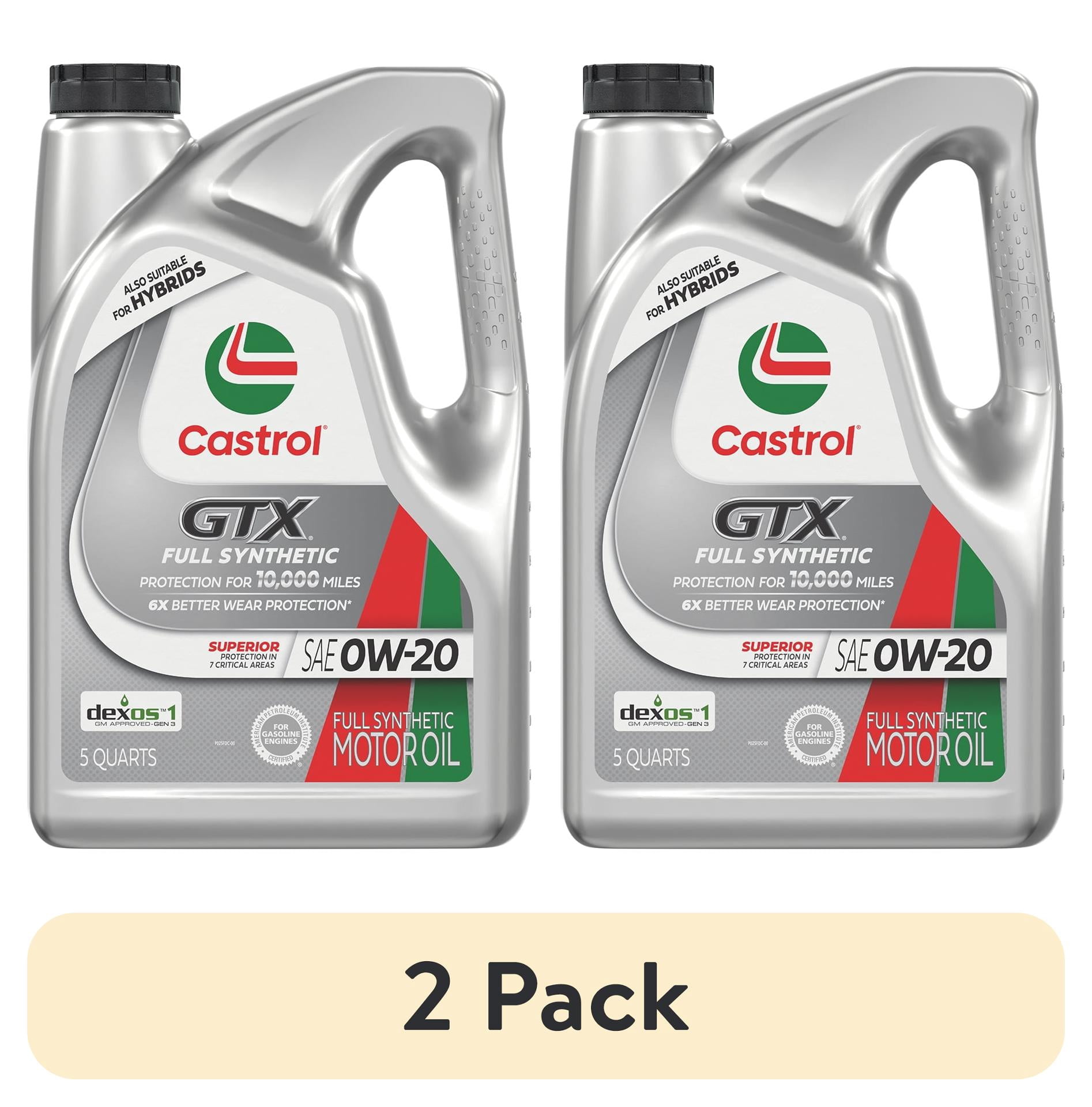 (2 pack) Castrol GTX Full Synthetic 0W-20 Motor Oil, 5 Quarts